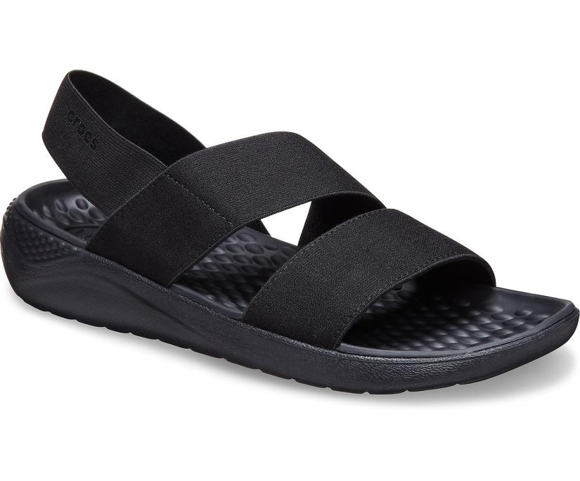 Women LiteRide™ Stretch Sandal Black / Black | Crocs Sandals