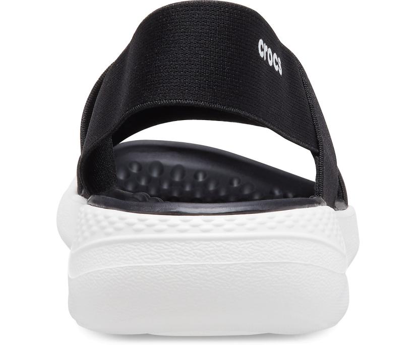 Women LiteRide™ Stretch Sandal Black / White | Crocs Sandals