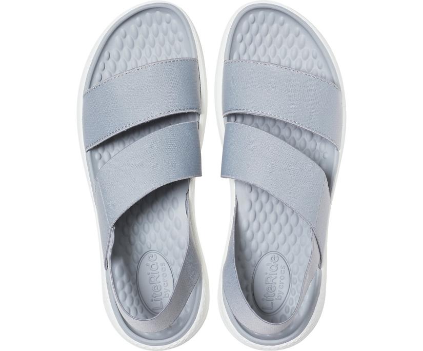 Women LiteRide™ Stretch Sandal Light Grey / White | Crocs Sandals