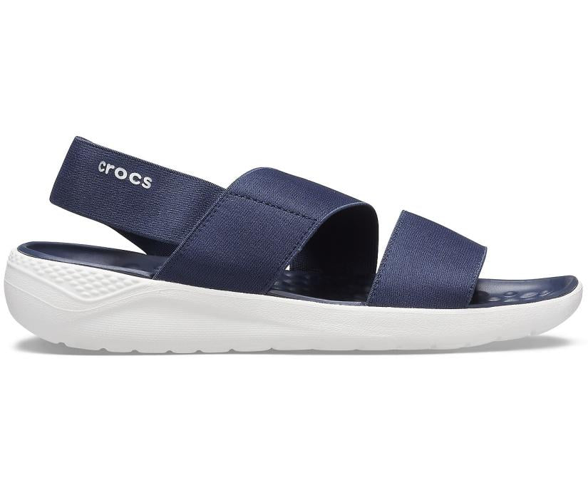 Women LiteRide™ Stretch Sandal Navy / White | Crocs Sandals