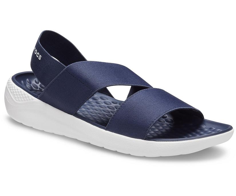 Women LiteRide™ Stretch Sandal Navy / White | Crocs Sandals