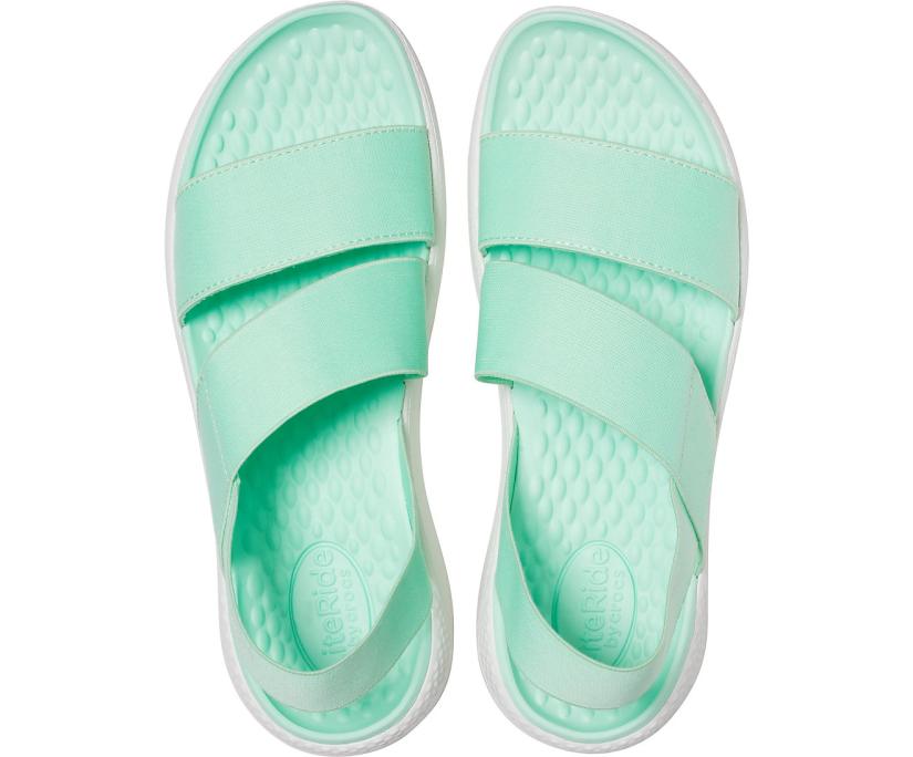 Women LiteRide™ Stretch Sandal Neo Mint / Almost White | Crocs Sandals