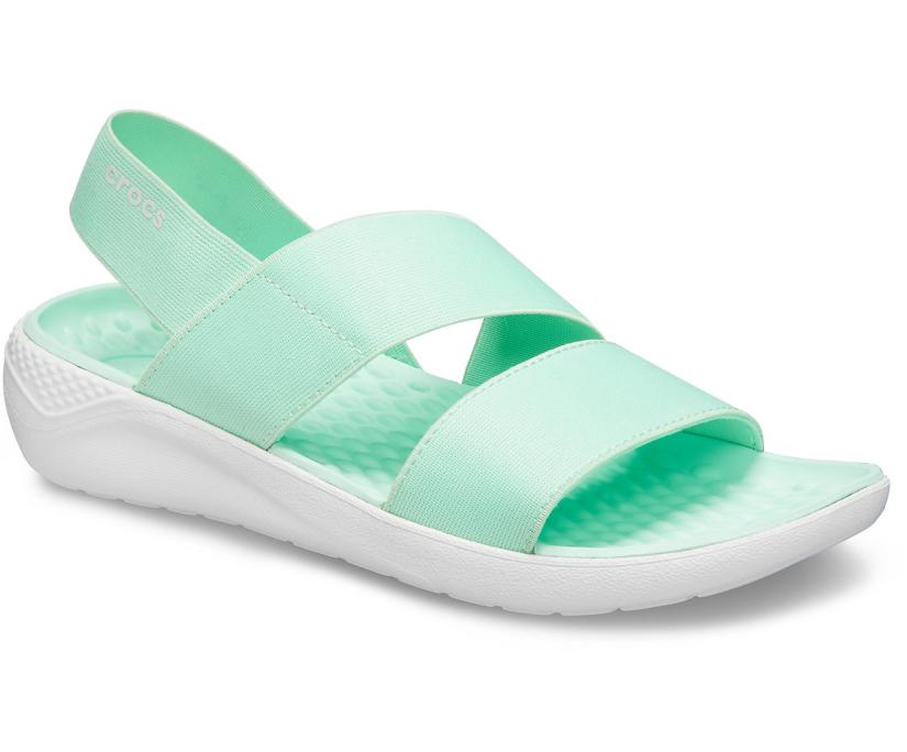 Women LiteRide™ Stretch Sandal Neo Mint / Almost White | Crocs Sandals