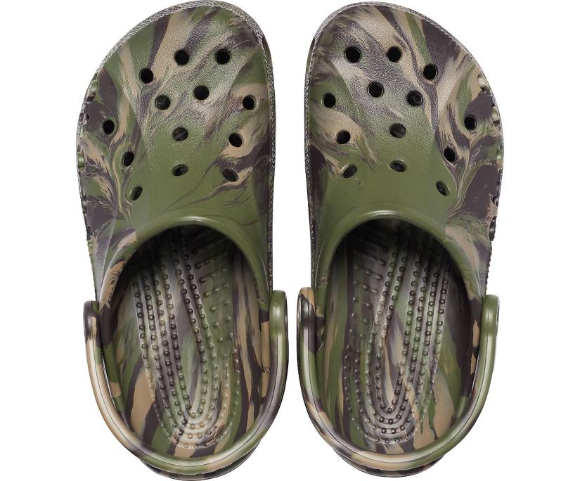 Women/Men Baya Marbled Clog Army Green / Multi | Crocs Clogs