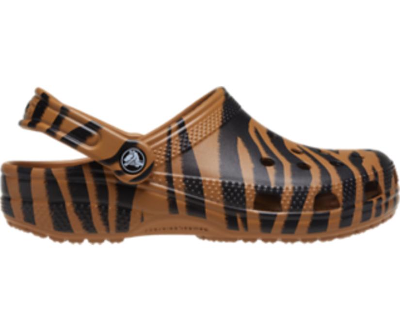 Women/Men Classic Animal Print Clog Dark Gold / Zebra Print | Crocs Clogs
