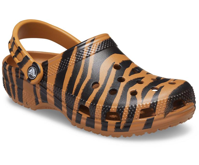 Women/Men Classic Animal Print Clog Dark Gold / Zebra Print | Crocs Clogs