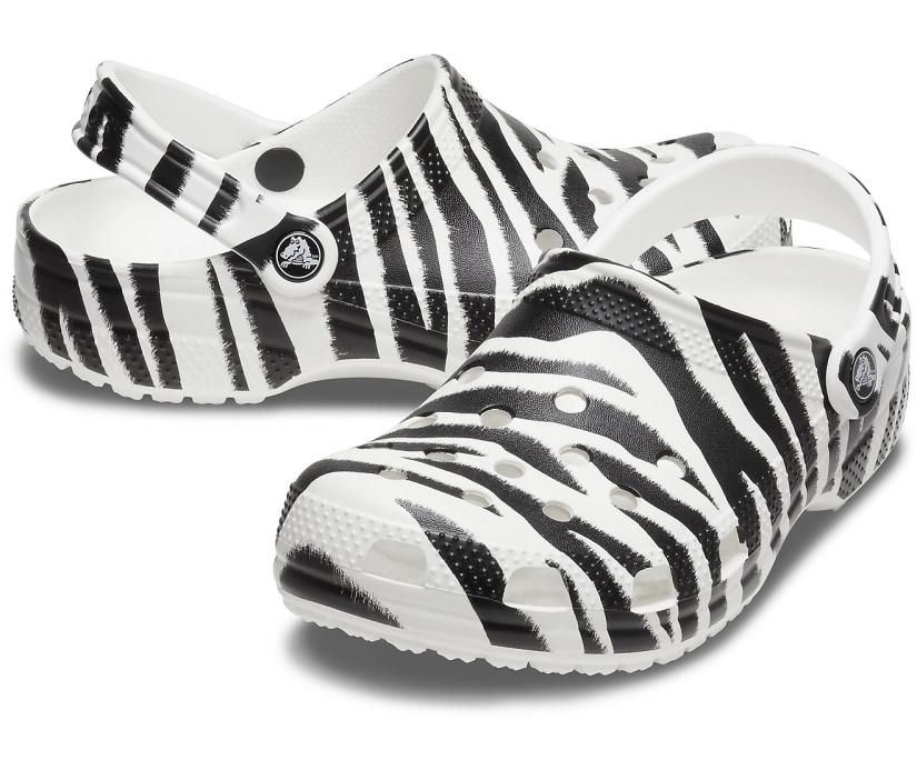 Women/Men Classic Animal Print Clog White / Zebra Print | Crocs Clogs
