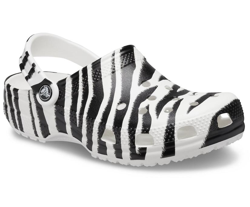 Women/Men Classic Animal Print Clog White / Zebra Print | Crocs Clogs