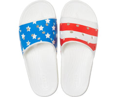 Women/Men Classic Crocs American Flag Slide White / Multi | Crocs Slides