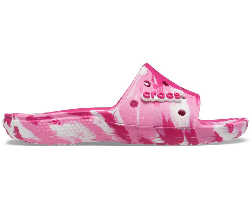 Women/Men Classic Crocs Marbled Slide Candy Pink / Pink Lemonade | Crocs Sandals