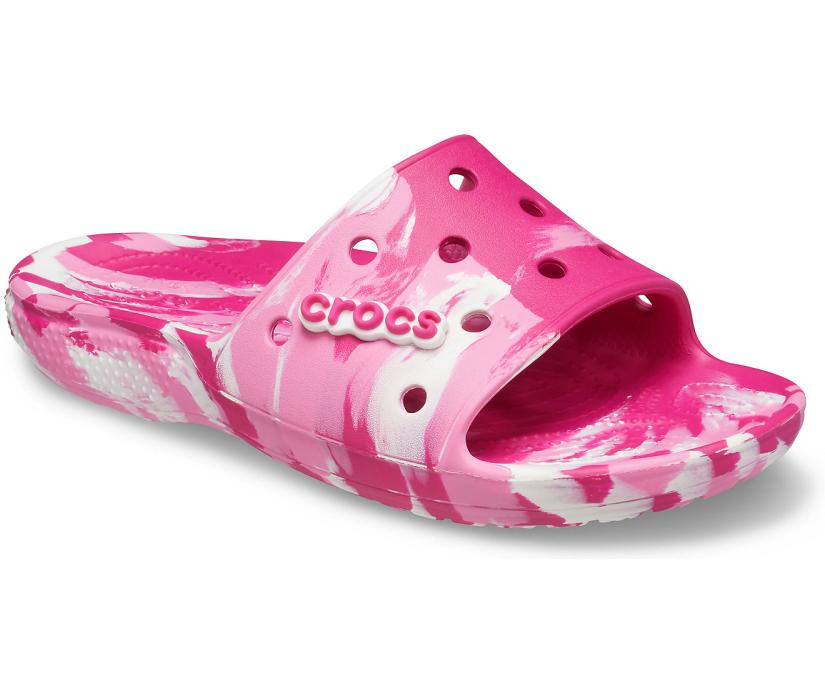 Women/Men Classic Crocs Marbled Slide Candy Pink / Pink Lemonade | Crocs Sandals
