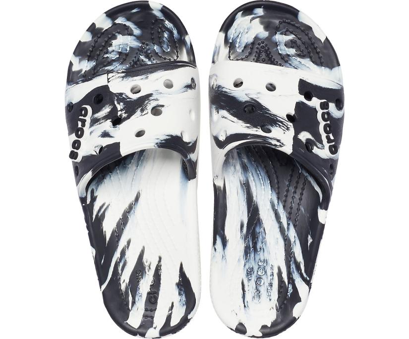 Women/Men Classic Crocs Marbled Slide White / Black | Crocs Sandals