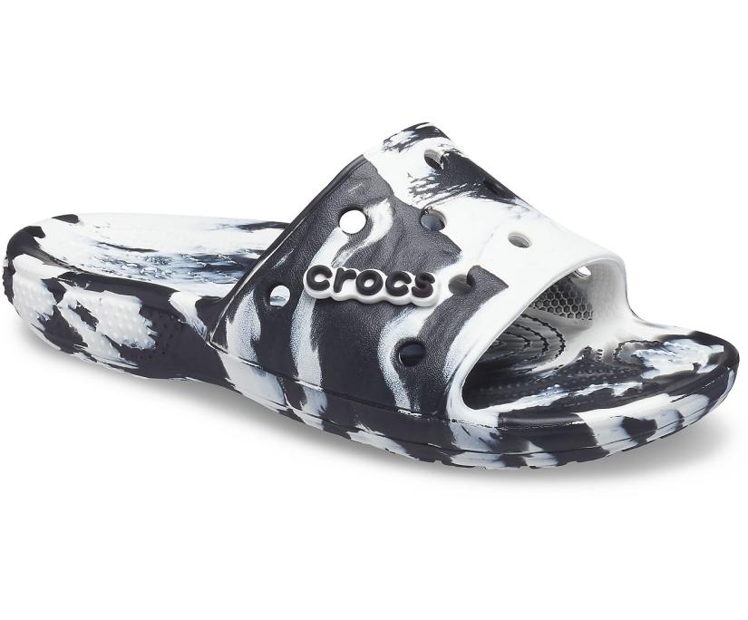 Women/Men Classic Crocs Marbled Slide White / Black | Crocs Sandals