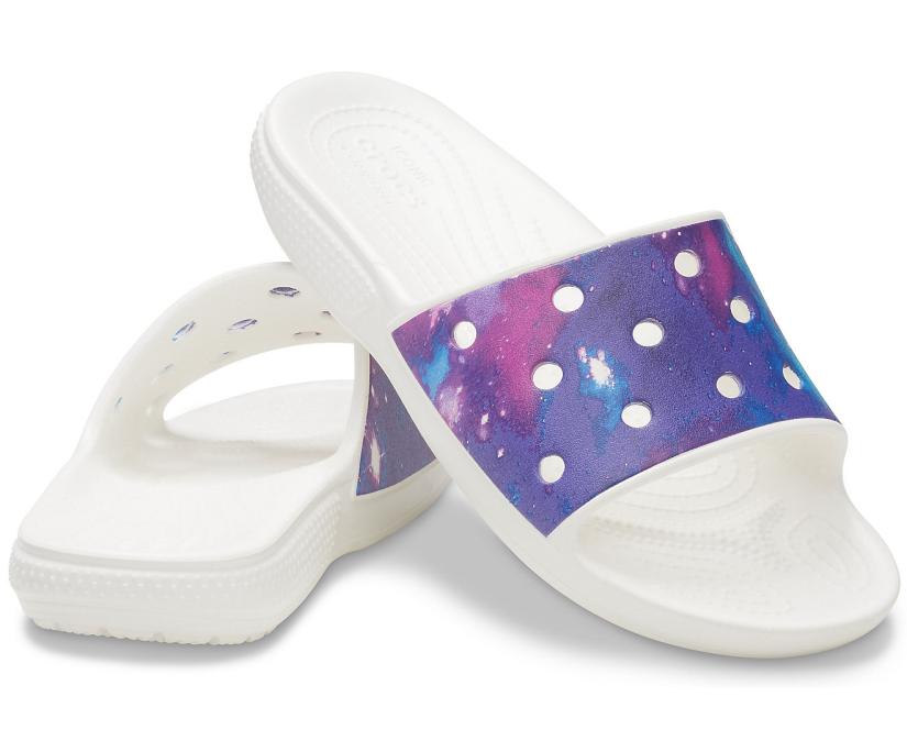 Women/Men Classic Crocs Out Of This World Slide White / Purple | Crocs Sandals