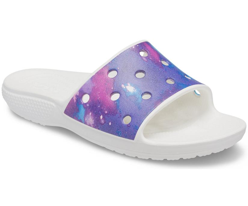 Women/Men Classic Crocs Out Of This World Slide White / Purple | Crocs Sandals