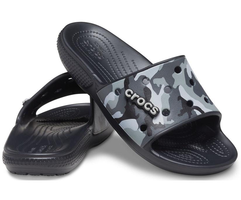 Women/Men Classic Crocs Printed Camo Slide Black | Crocs Slides