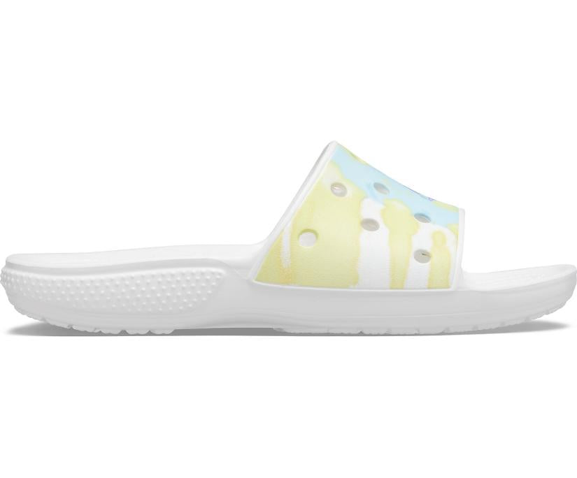 Women/Men Classic Crocs Tie-Dye Graphic Slide White / Multi | Crocs Sandals
