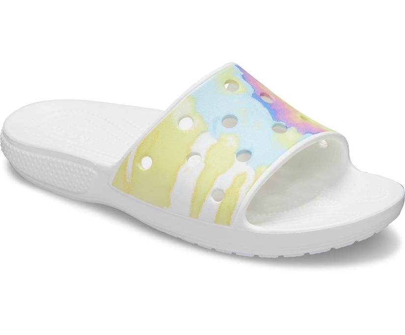 Women/Men Classic Crocs Tie-Dye Graphic Slide White / Multi | Crocs Sandals