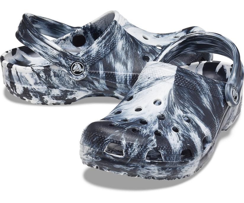Women/Men Classic Marbled Clog White / Black | Crocs Clogs