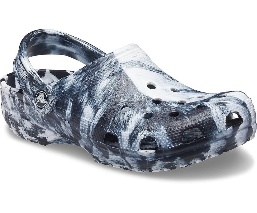 Women/Men Classic Marbled Clog White / Black | Crocs Clogs