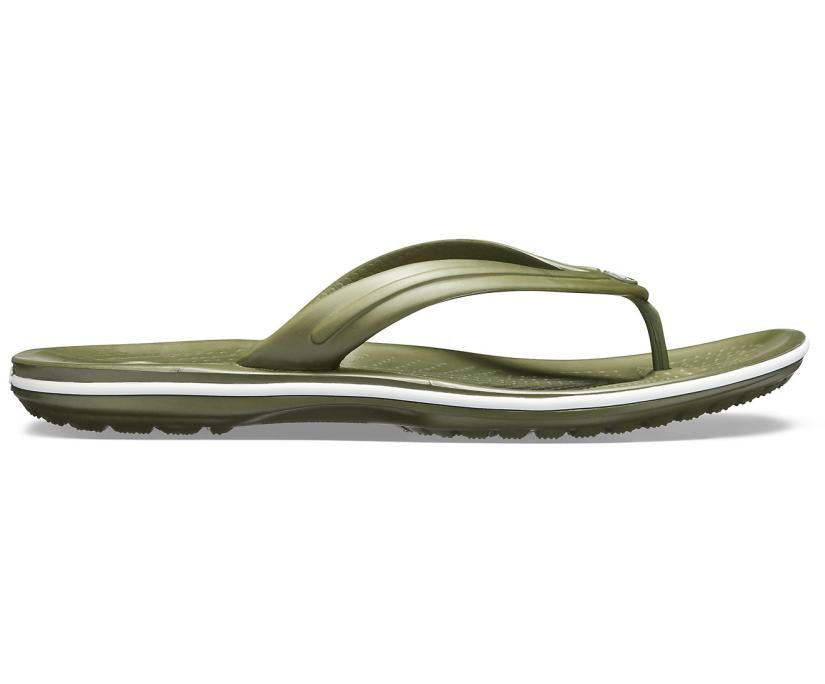 Women/Men Crocband™ Flip Army Green / White | Crocs Sandals