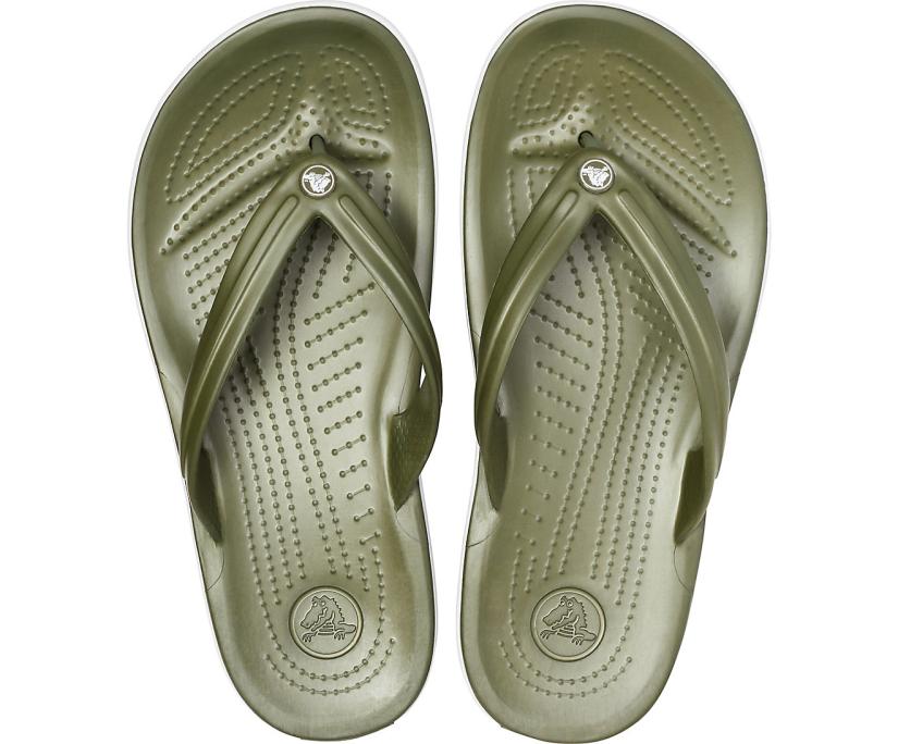Women/Men Crocband™ Flip Army Green / White | Crocs Sandals