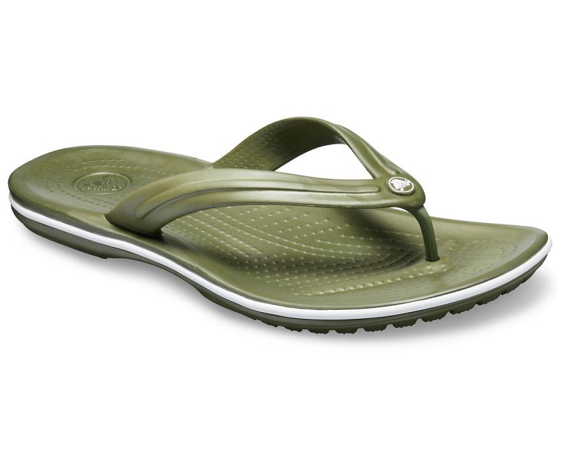 Women/Men Crocband™ Flip Army Green / White | Crocs Sandals