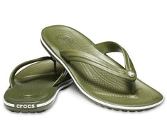 Women/Men Crocband™ Flip Army Green / White | Crocs Sandals