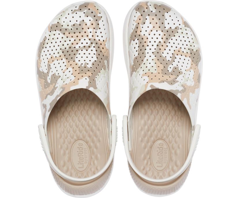 Women/Men LiteRide™ Printed Camo Clog Almost White | Crocs Clogs