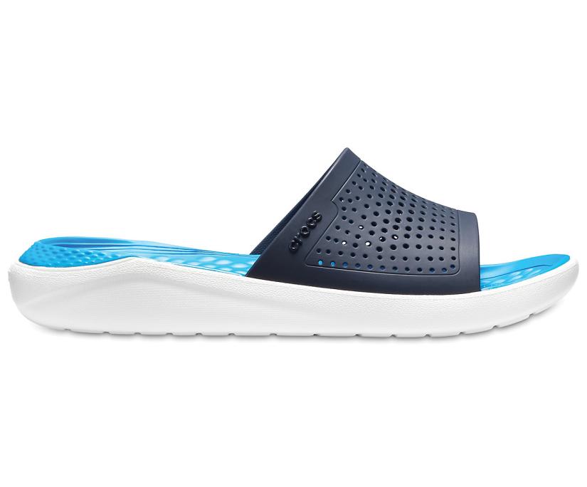 Women/Men LiteRide™ Slide Navy / White | Crocs Sandals