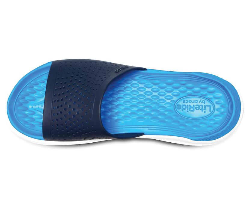 Women/Men LiteRide™ Slide Navy / White | Crocs Sandals