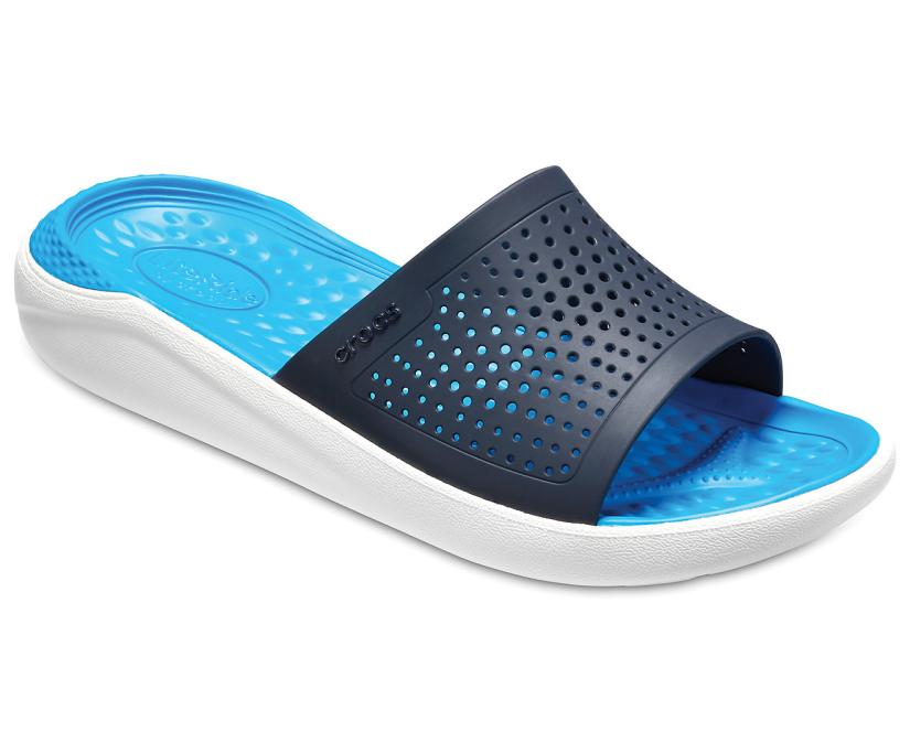 Women/Men LiteRide™ Slide Navy / White | Crocs Sandals